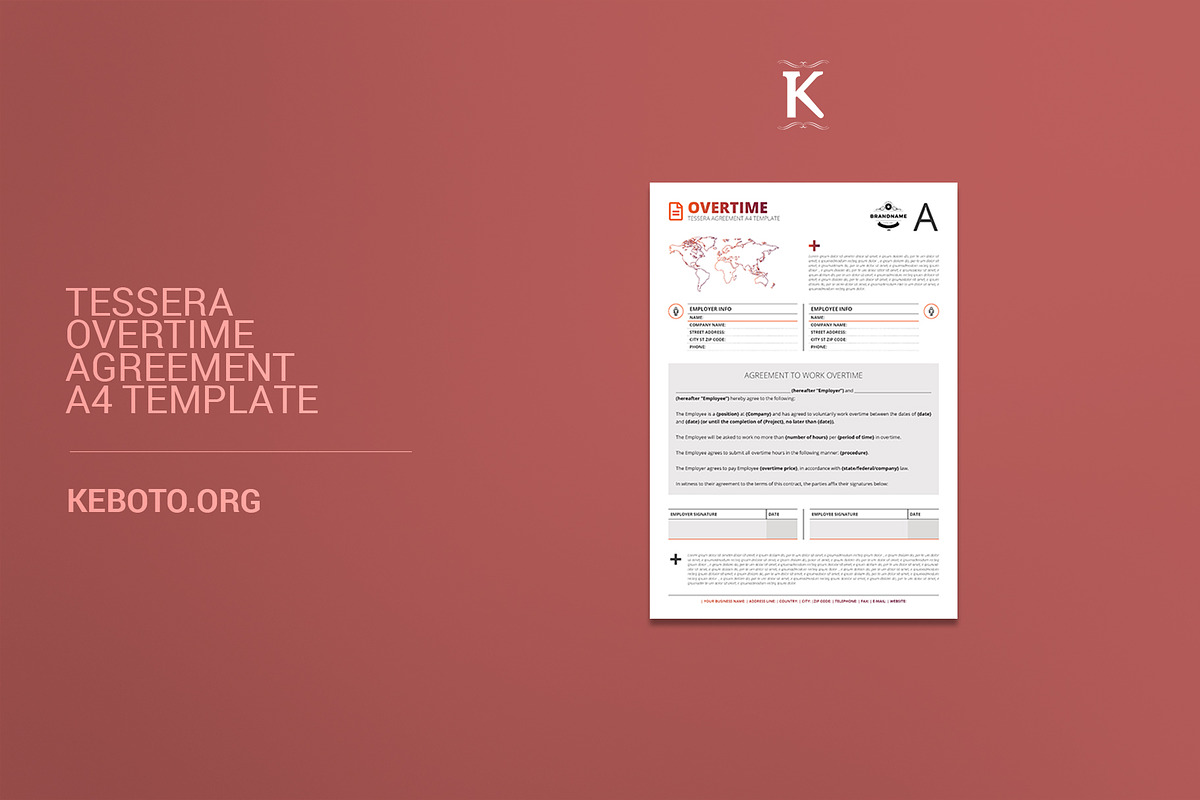 Tessera Overtime Agreement A4 in Templates - product preview 8