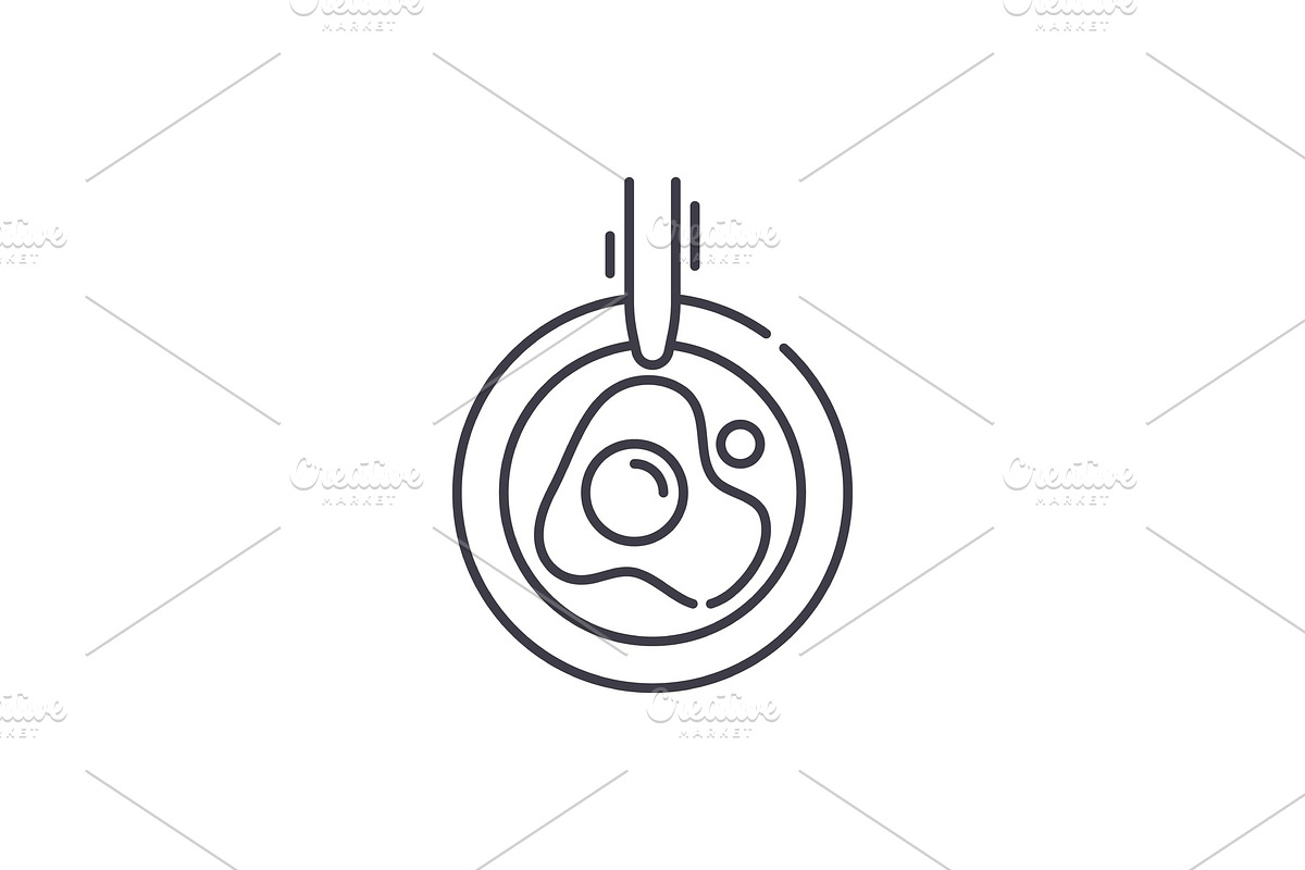 Scrambled eggs line icon concept in Illustrations - product preview 8