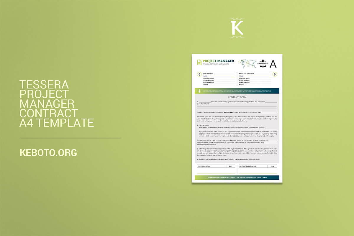 Tessera Project Manager Contract A4 in Templates - product preview 8