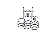Selling a house line icon concept