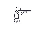 Shooting a gun line icon concept