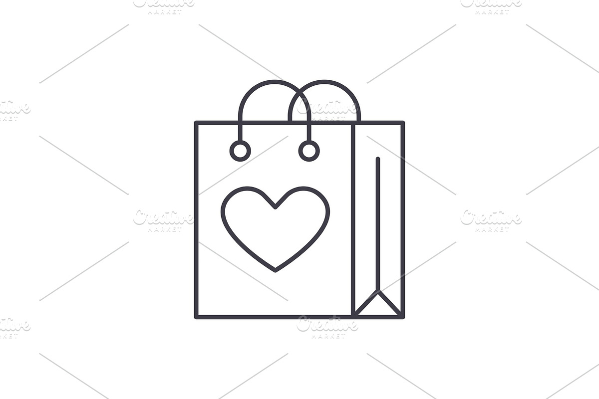 Shopaholic line icon concept in Illustrations - product preview 8