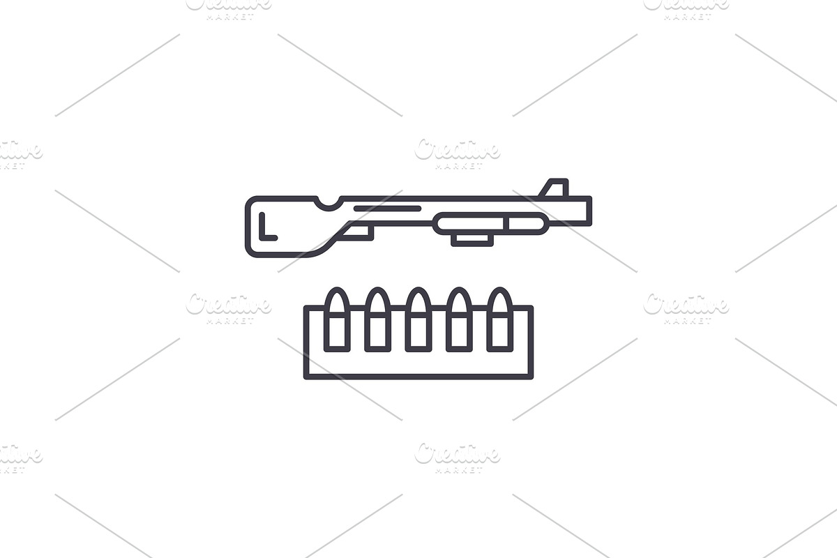 Shotgun and ammo line icon concept in Objects - product preview 8