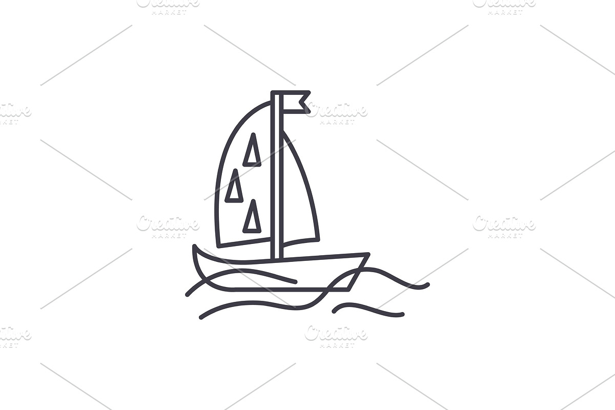Sports yacht line icon concept in Objects - product preview 8