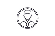 Staff profile line icon concept