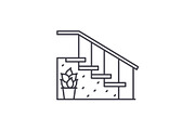 Staircase at the entrance line icon