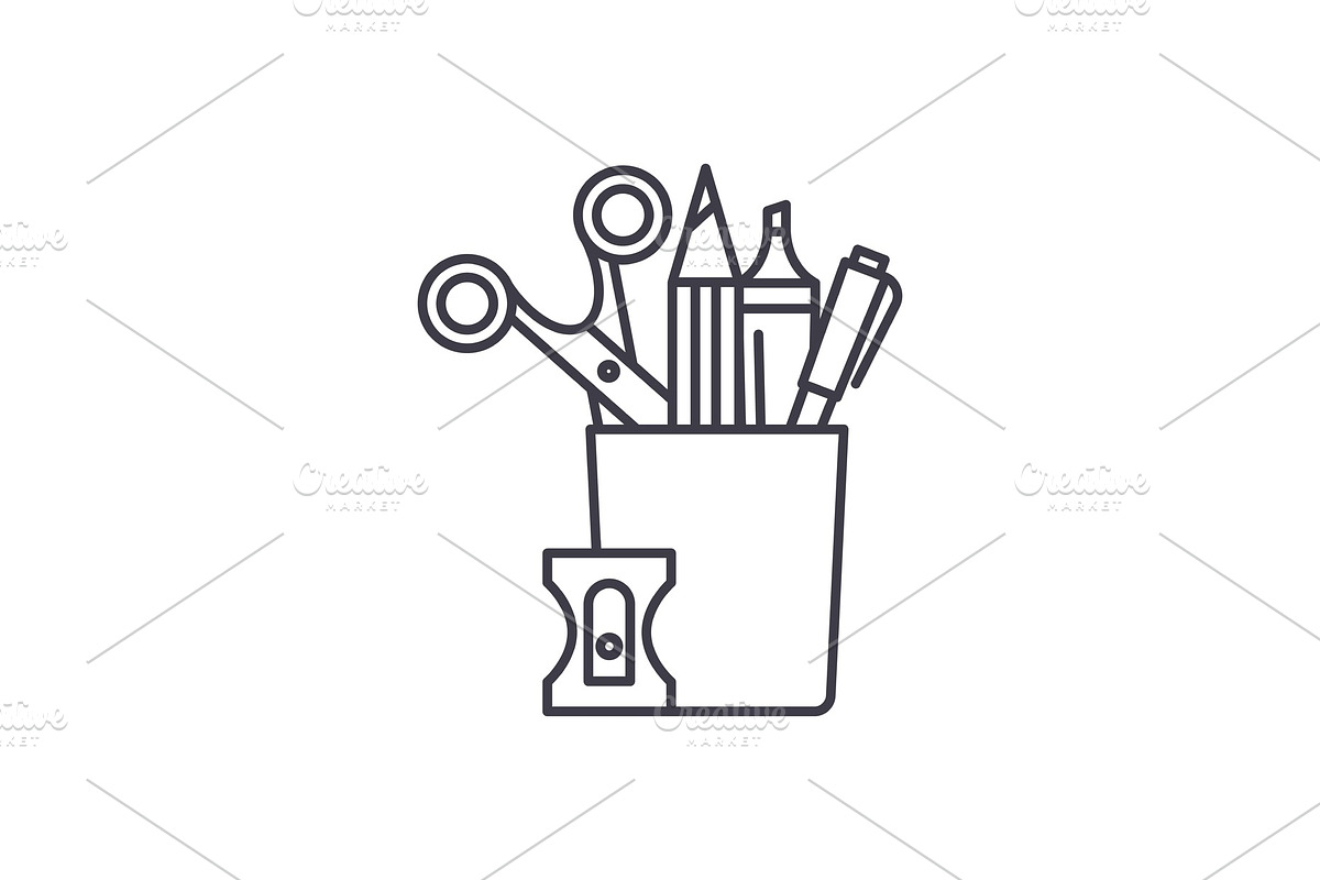 Stationery set line icon concept in Illustrations - product preview 8