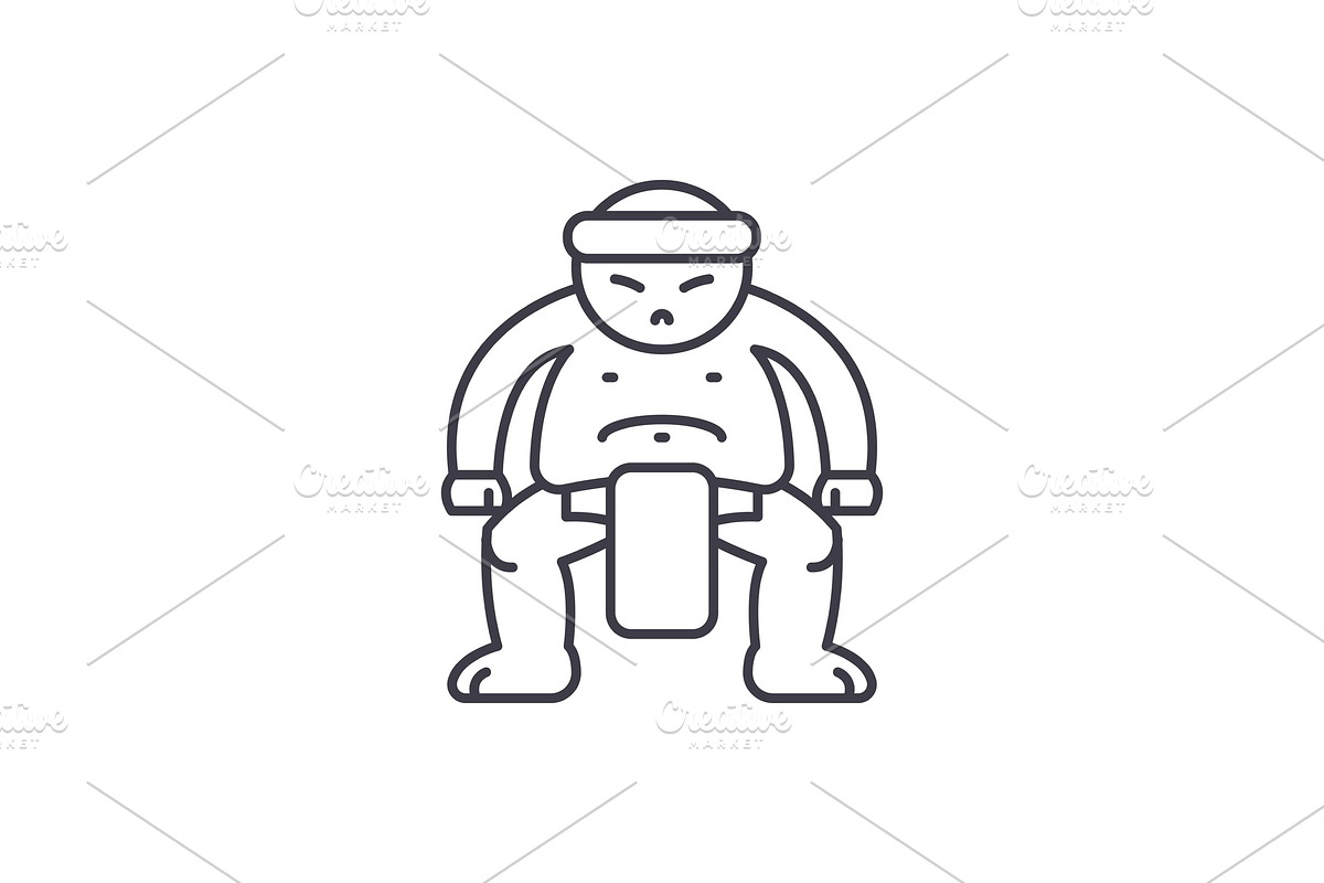 Sumo line icon concept. Sumo vector in Illustrations - product preview 8