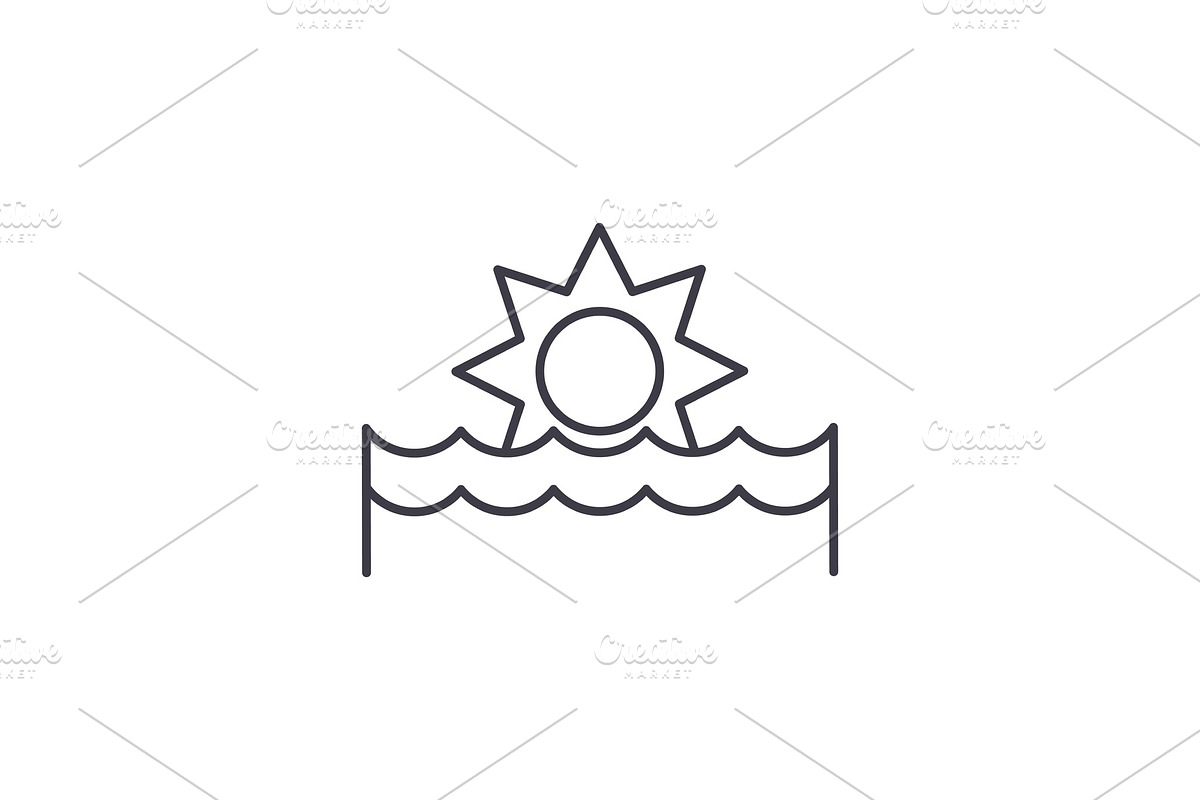 Sunset line icon concept. Sunset in Objects - product preview 8