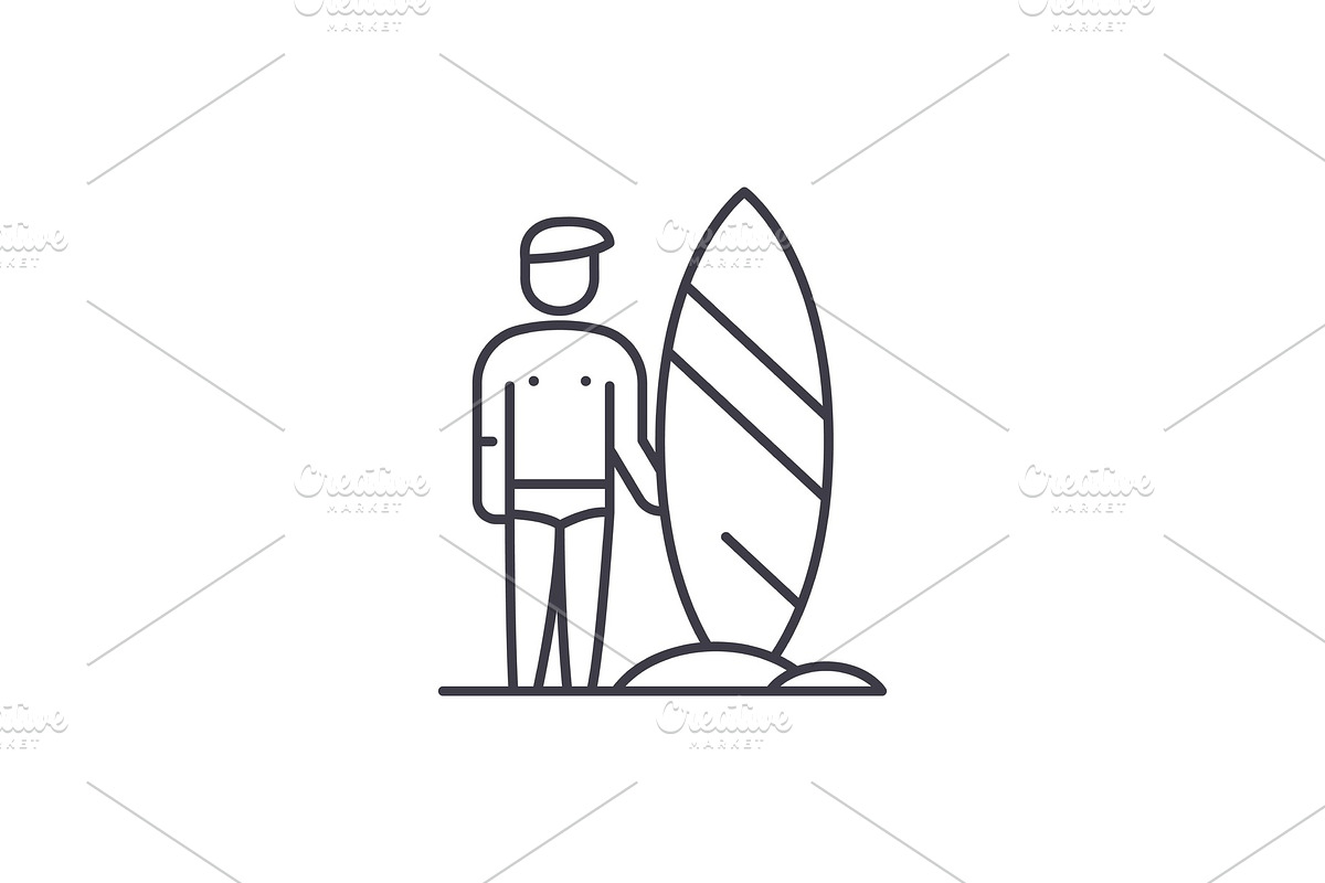 Surfer line icon concept. Surfer in Objects - product preview 8