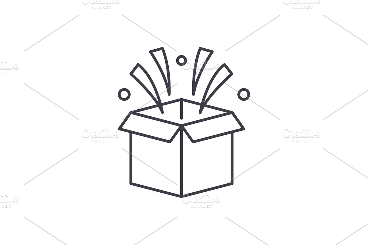 Surprise in box line icon concept in Objects - product preview 8