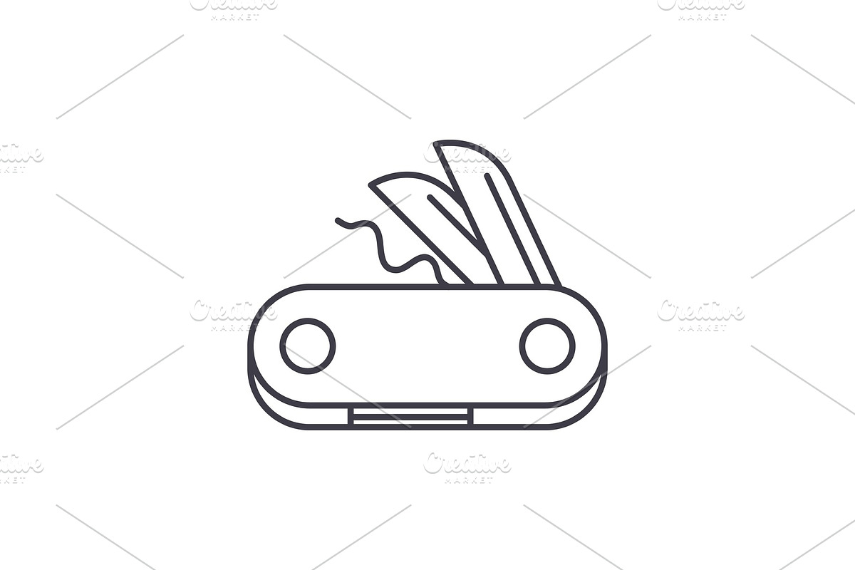 Swiss knife line icon concept. Swiss in Objects - product preview 8