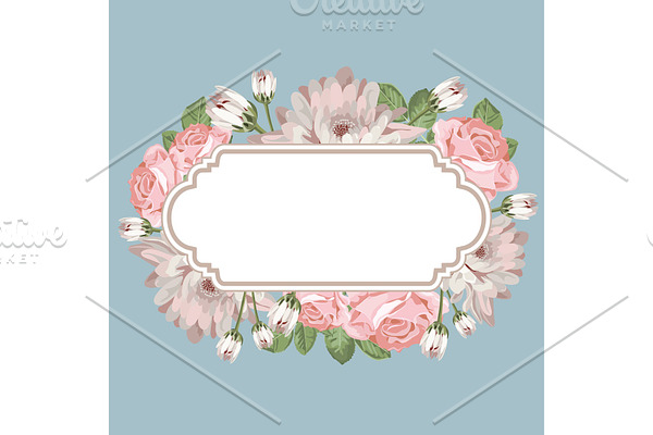 Floral card template with empty