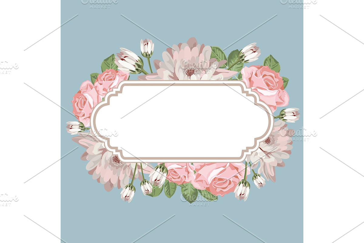 Floral card template with empty in Illustrations - product preview 8