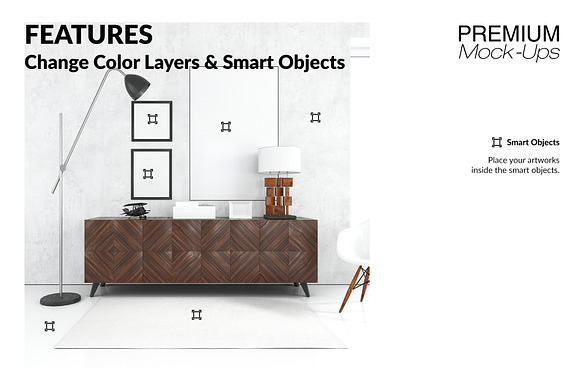 Floor Frames & Carpet in Living Room in Product Mockups - product preview 5