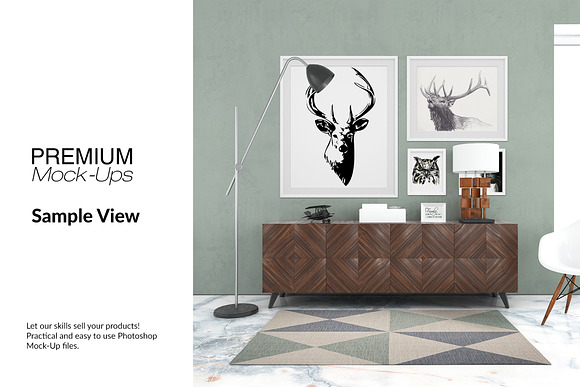Floor Frames & Carpet in Living Room in Product Mockups - product preview 6