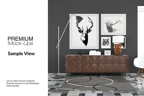 Floor Frames & Carpet in Living Room in Product Mockups - product preview 12