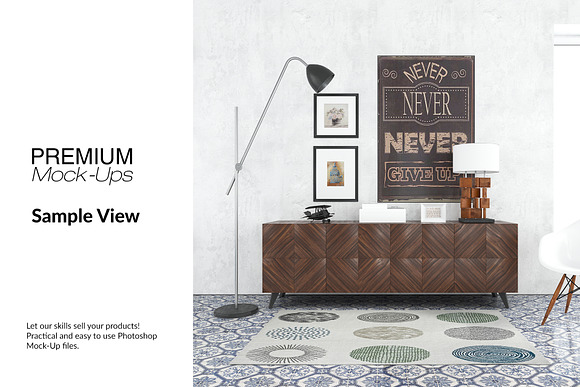 Floor Frames & Carpet in Living Room in Product Mockups - product preview 17