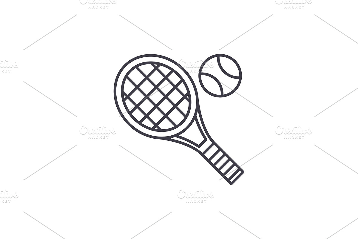 Tennis racket line icon concept in Objects - product preview 8