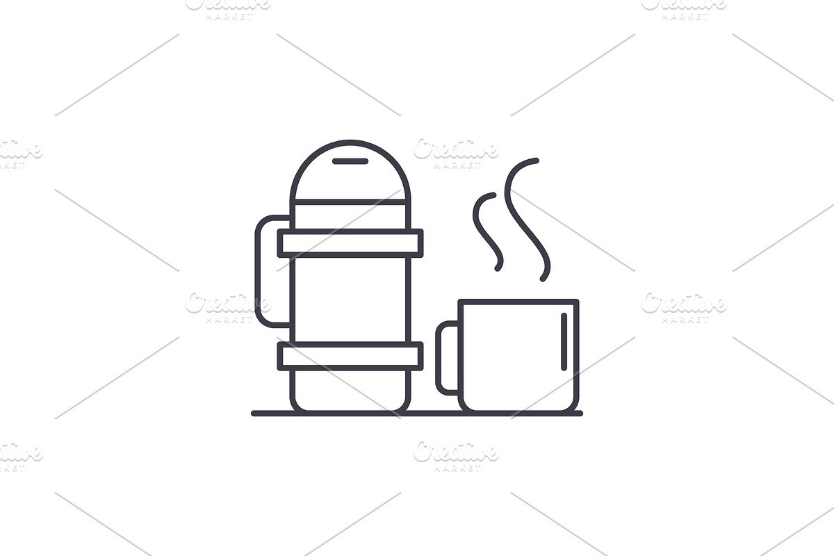 Thermos and mug line icon concept in Illustrations - product preview 8
