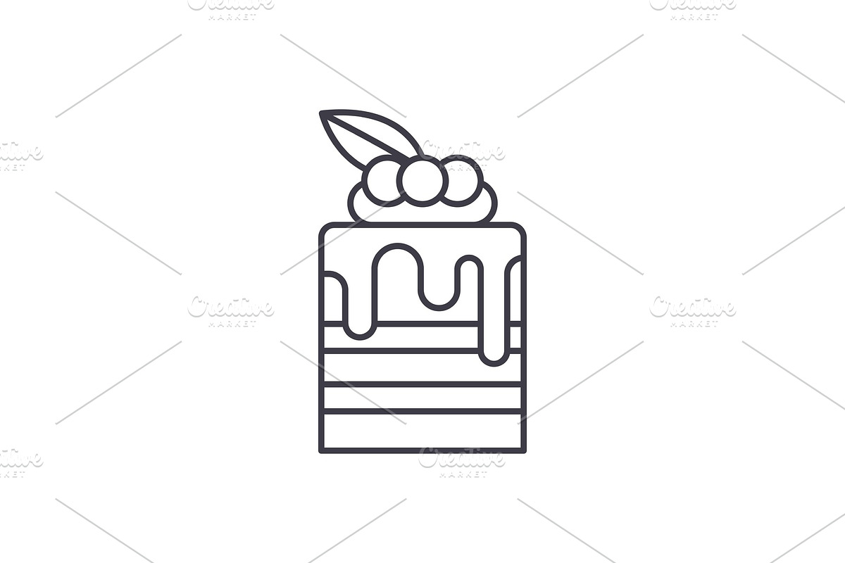 Tiramisu line icon concept. Tiramisu in Illustrations - product preview 8