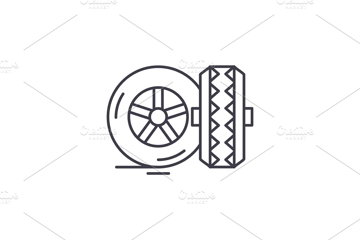 Tires line icon concept. Tires in Illustrations - product preview 8