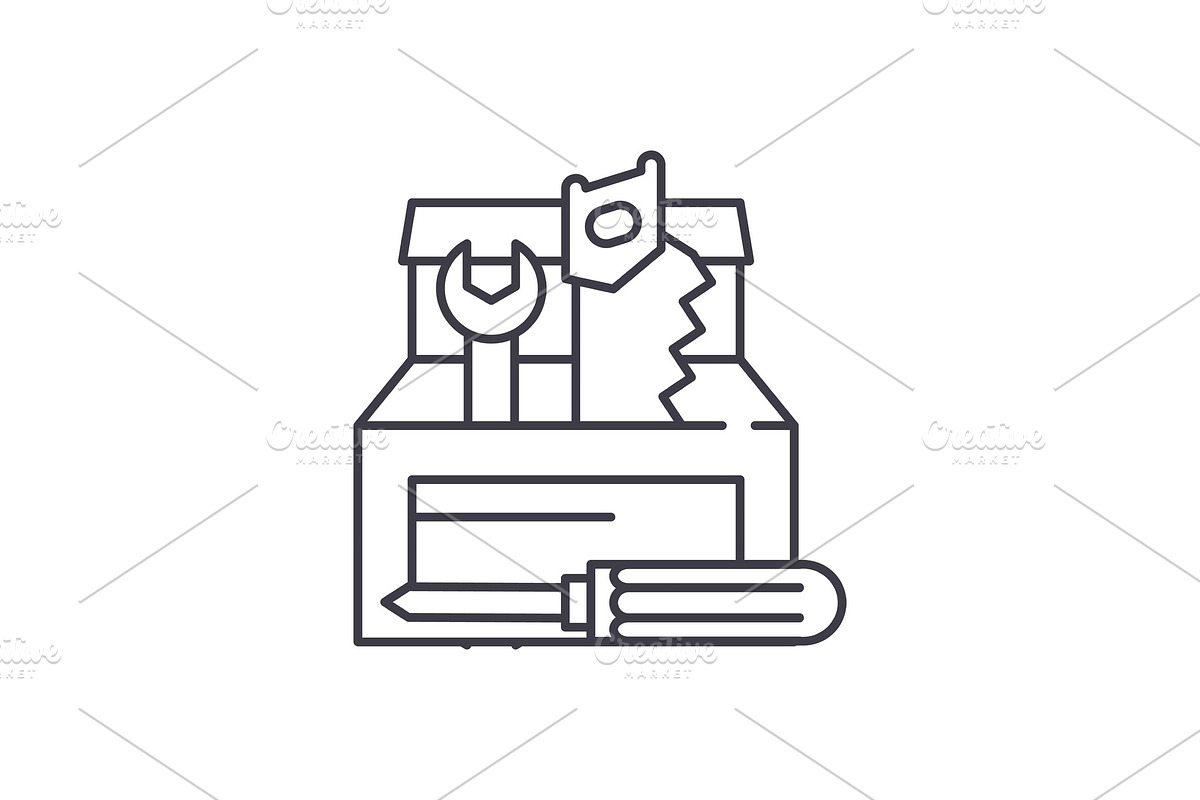 Tool builder line icon concept. Tool in Illustrations - product preview 8