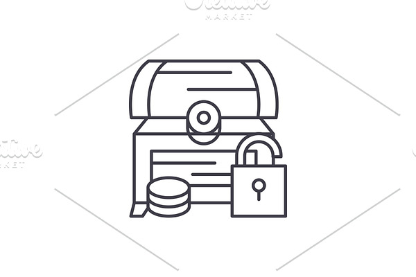 Treasure chest line icon concept