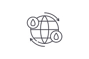 Water cycle line icon concept. Water