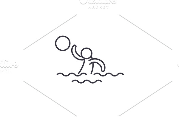 Water volleyball line icon concept