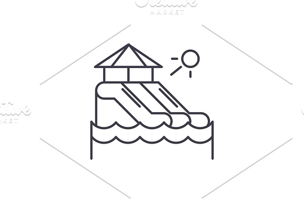 Waterslides line icon concept