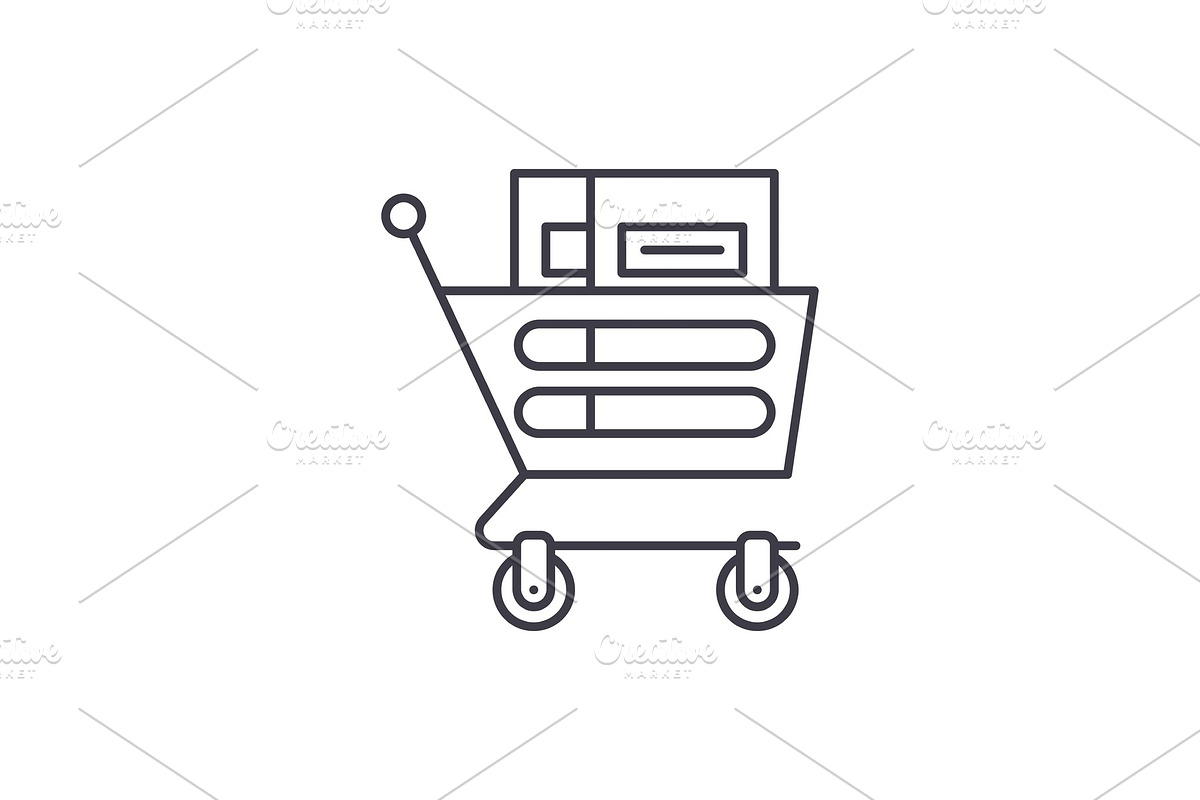 Wheelbarrow in the supermarket line in Illustrations - product preview 8