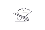 Wheelbarrow with sand line icon