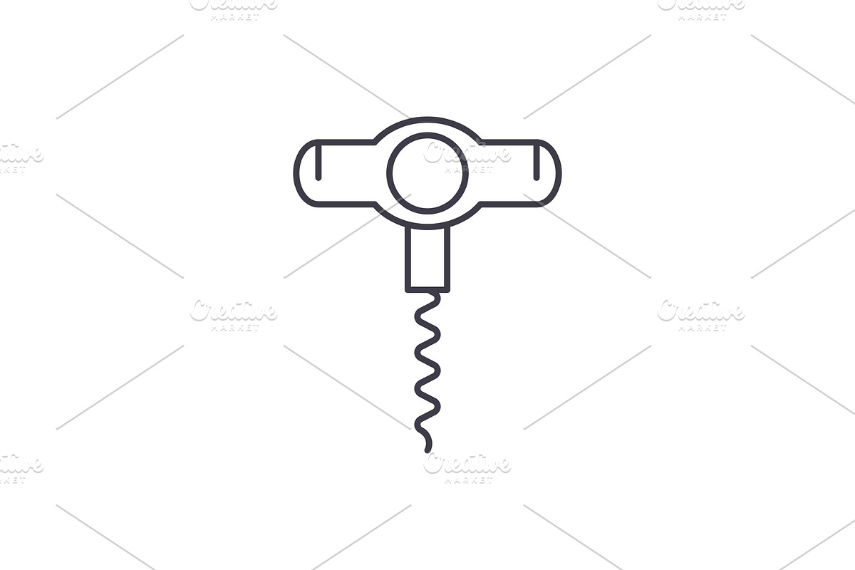 Wine opener line icon concept. Wine in Illustrations - product preview 8