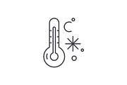 Winter temperature line icon concept