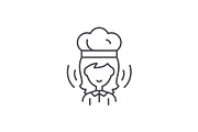 Woman cook line icon concept. Woman