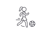 Women's football line icon concept