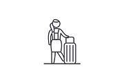 Women's travel line icon concept