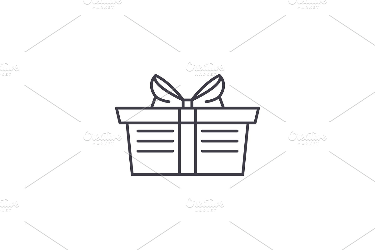 Wrapped gift basket line icon in Objects - product preview 8