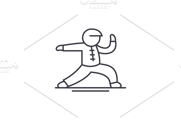 Wushu line icon concept. Wushu