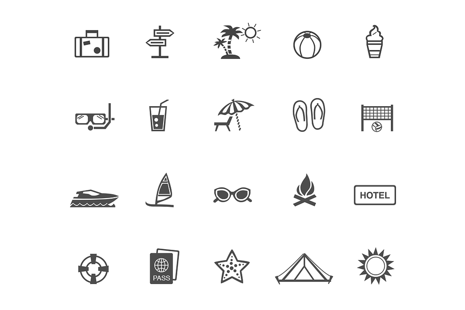 20 Holiday and Vacation Icons