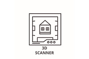 3d scanner line icon concept. 3d