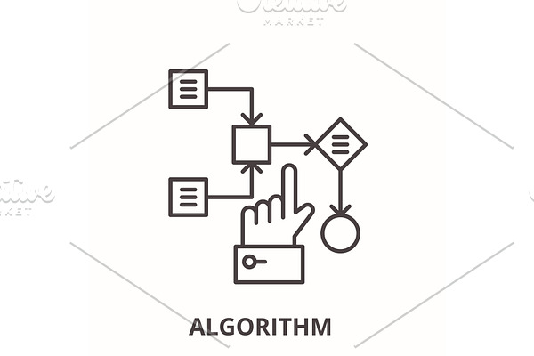 Algorithm line icon concept