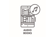 Audio books line icon concept. Audio