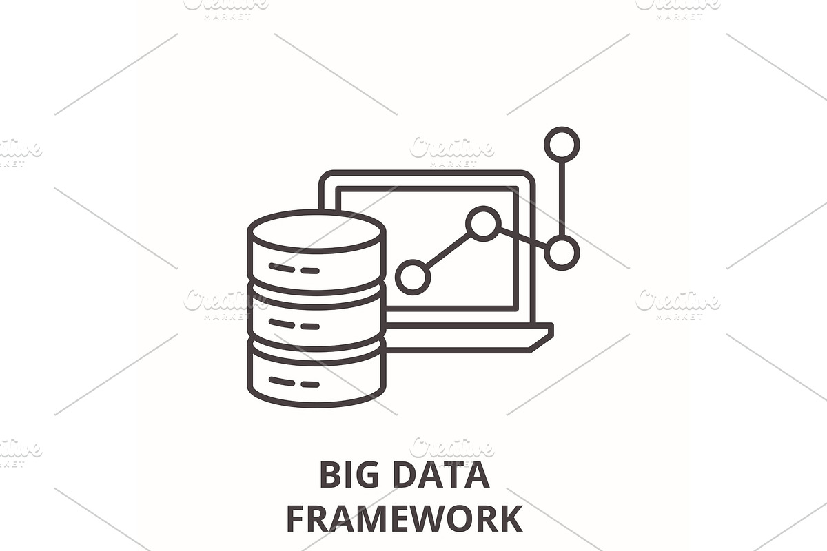 Big data framework line icon concept in Illustrations - product preview 8