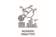 Business analytics line icon concept