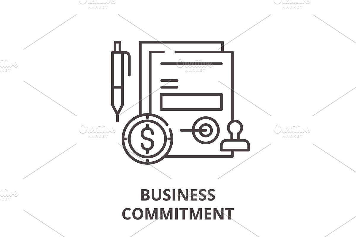 Business commitment line icon in Illustrations - product preview 8