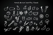 Hand drawn healthy food