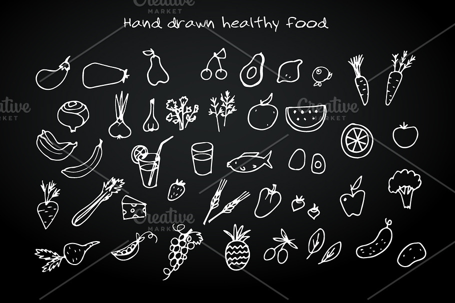 Hand drawn healthy food in Objects - product preview 8