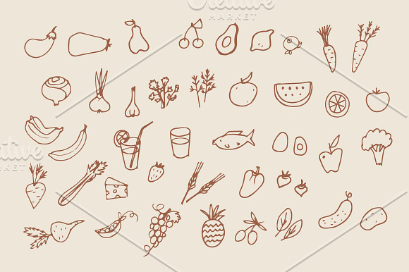 Hand drawn healthy food in Objects - product preview 1